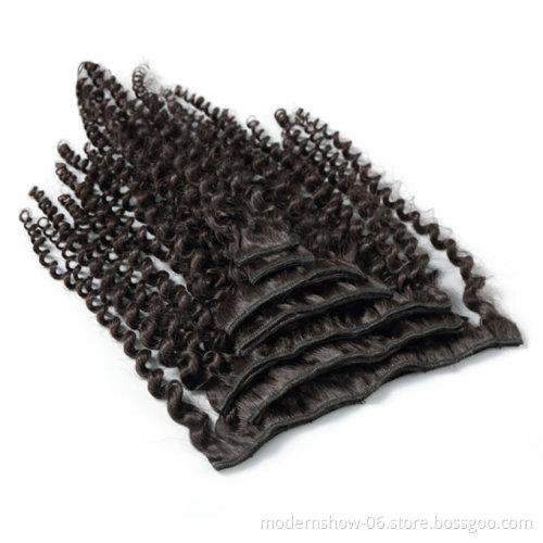 Wholesale Double wefted Remy Human Hair 8 Pieces Seamless Clip In Human Hair Extension For Black and White Women